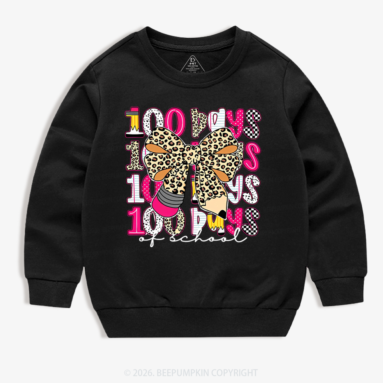 Leopard Love 100 Days Of  School Edition Toddler&Kid's Sweatshirt