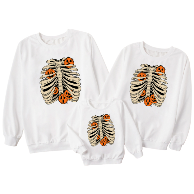Pumpkin Bone Halloween Matching Sweatshirts