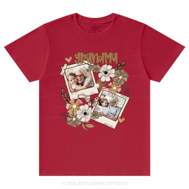 Personalized Photo With Floral T-Shirt For Mom