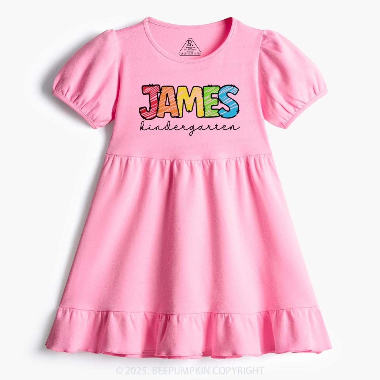 Personalized Rainbow Alphabet Name Toddler&Kid's Ruffle Dress Beepumpkin 