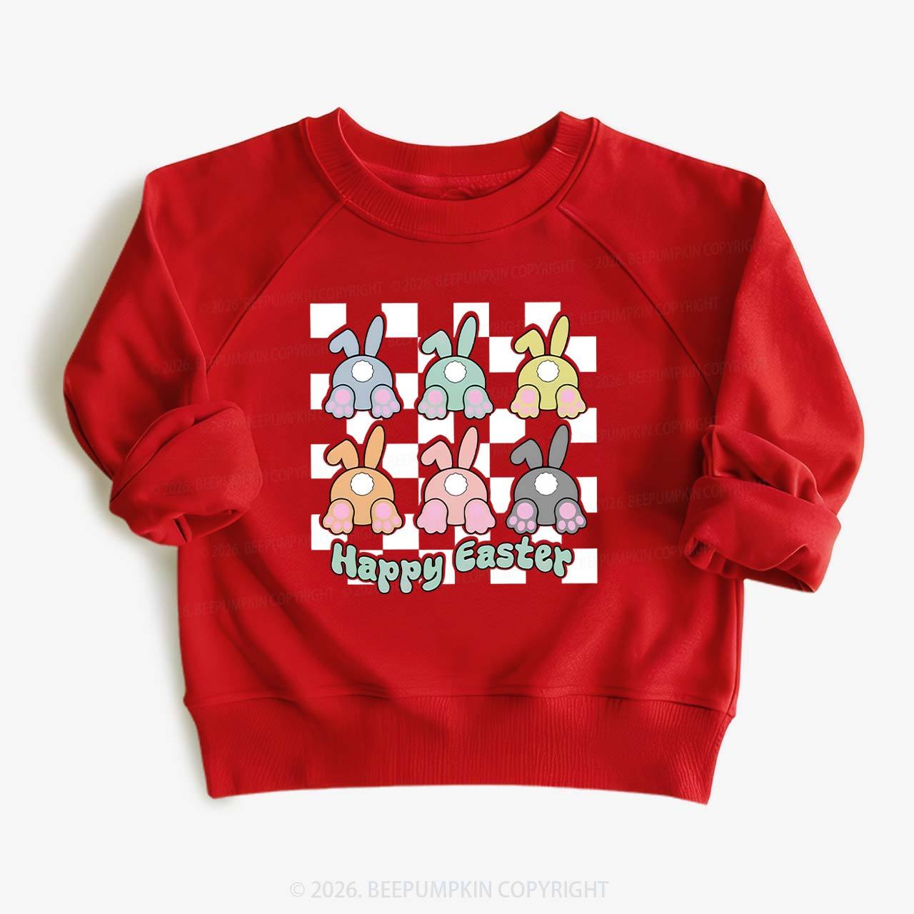 Happy Easter Bunnies Checkered Kid's Sweatshirt