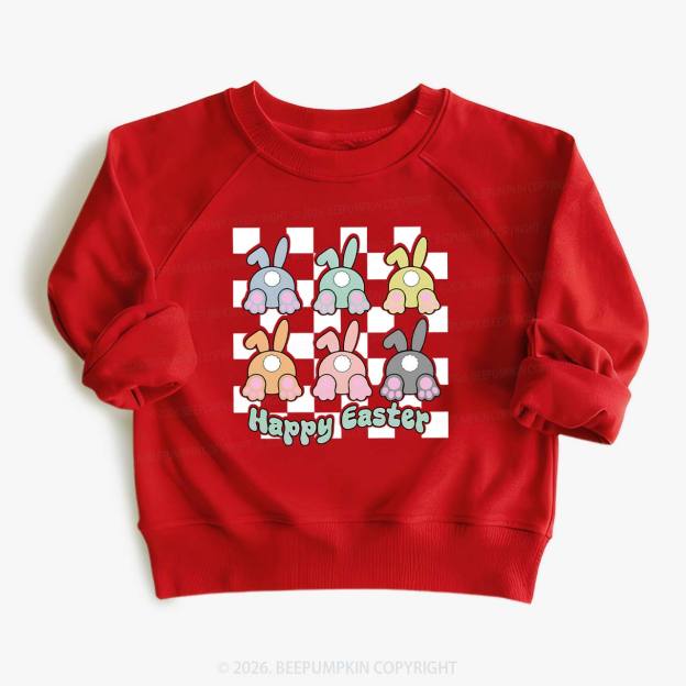 Happy Easter Bunnies Checkered Kid's Sweatshirt
