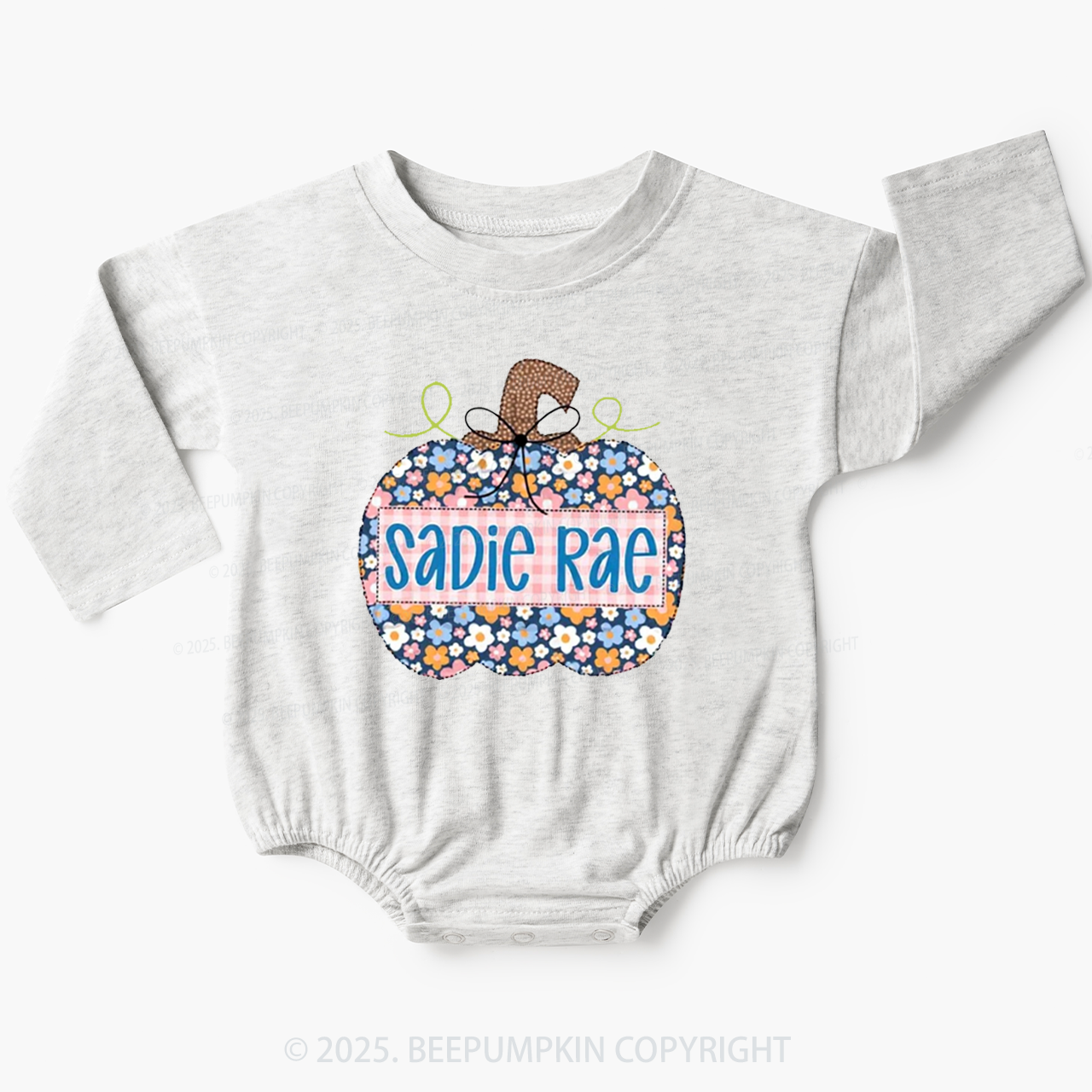 Personalized Pumpkin Name Baby Bubble Romper Beepumpkin