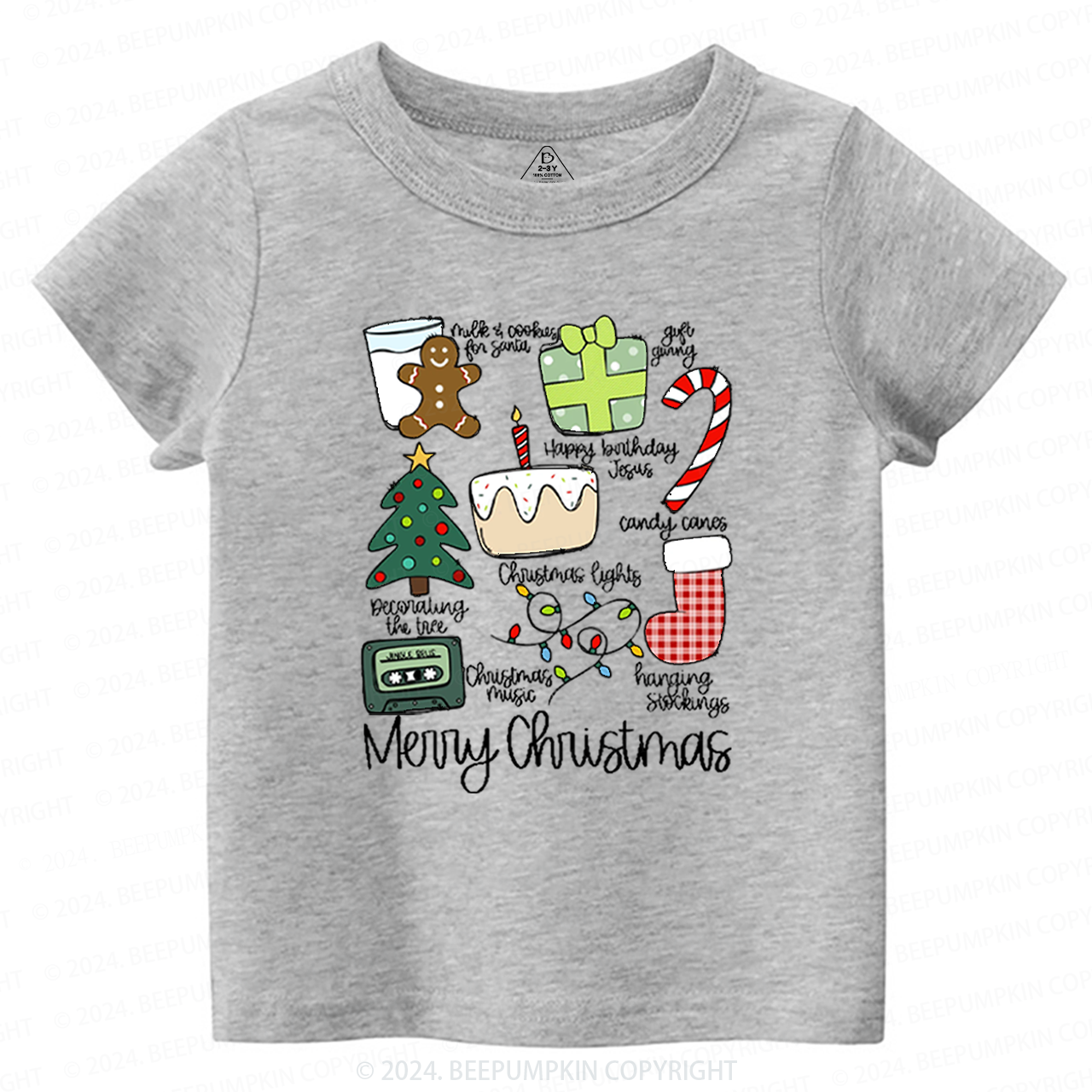 Merry Christmas Retro Holiday Toddler&Kids Tees 