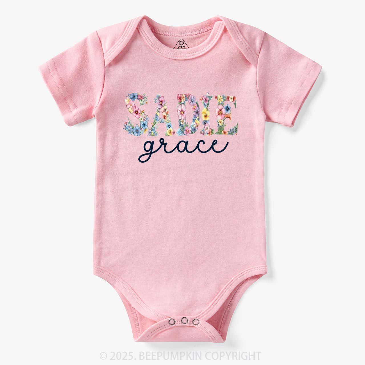 Personalized Floral Name Bodysuit Beepumpkin