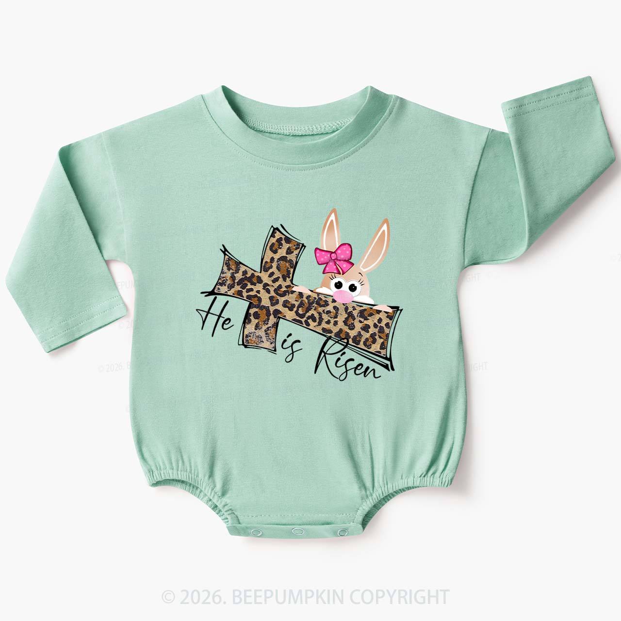 Faith Bunny & Leopard Cros Baby Bubble Romper