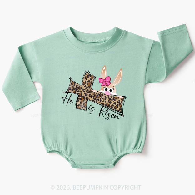 Faith Bunny & Leopard Cros Baby Bubble Romper