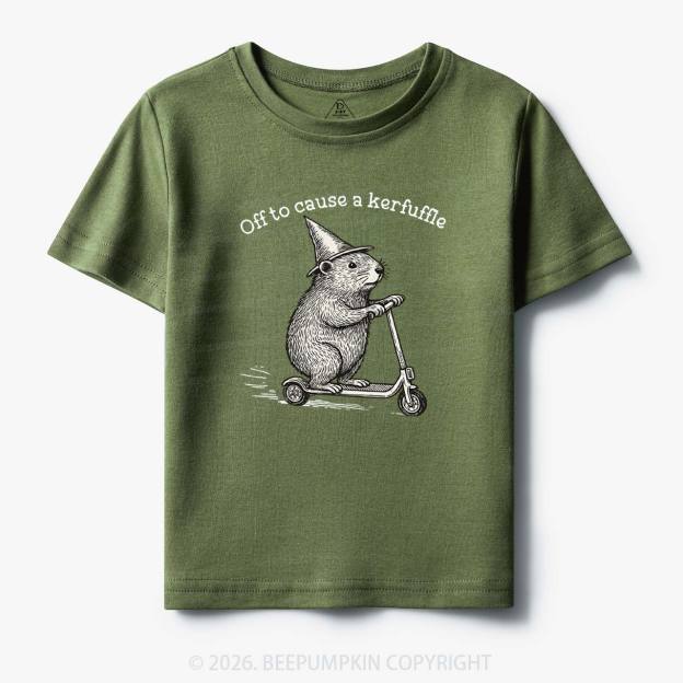 Off To Cause A Kerfuffle Groundhog Scooter Toddler&Kid's Tees