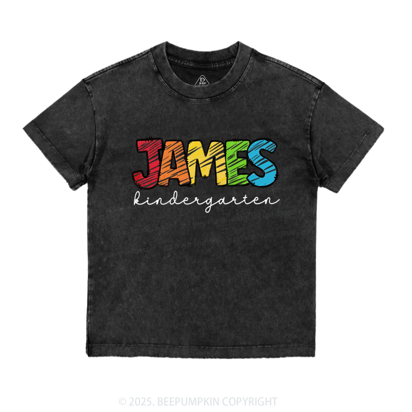 Personalized Rainbow Alphabet Name Toddler&Kids Washed Tees