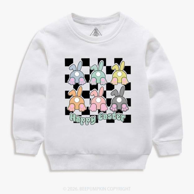 Happy Easter Bunnies Checkered Kid's Sweatshirt