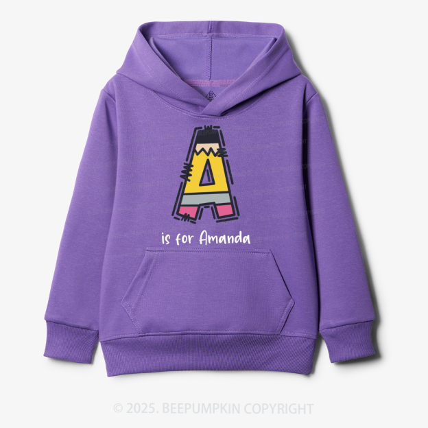 Personalized Pencil Letter Kid's Hoodies Beepumpkin