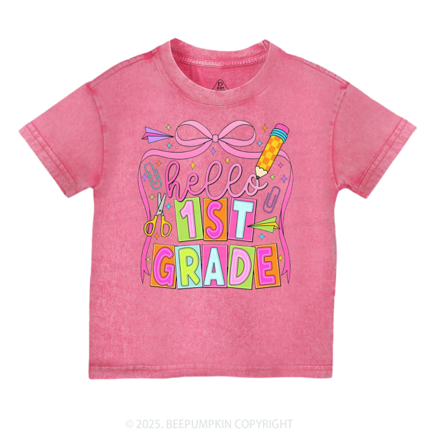 Hello 1st Grade Toddler&Kids Washed Tees