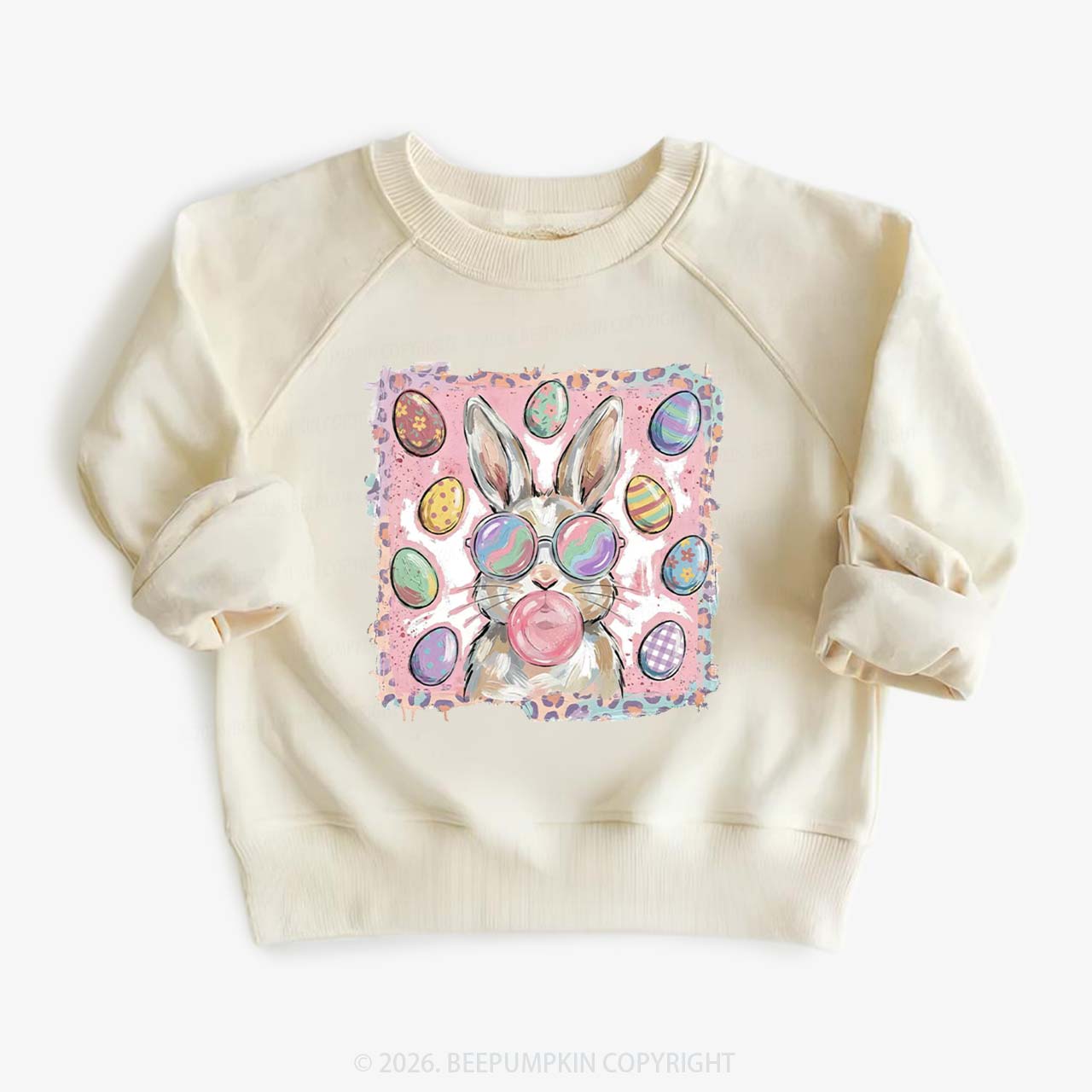 Retro Bubblegum Bunny Colorful Easter Eggs Kid's Sweatshirt