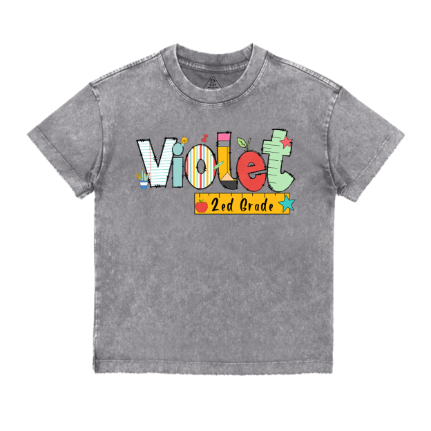 Personalized Alphabet Toddler&Kids Washed Tees