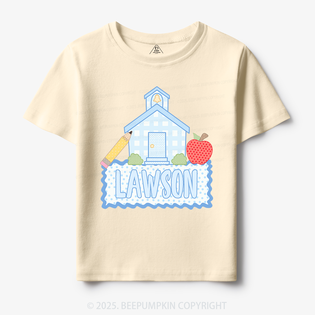 Personalized Blue Schoolhouse Toddler&Kid's Tees Beepumpkin