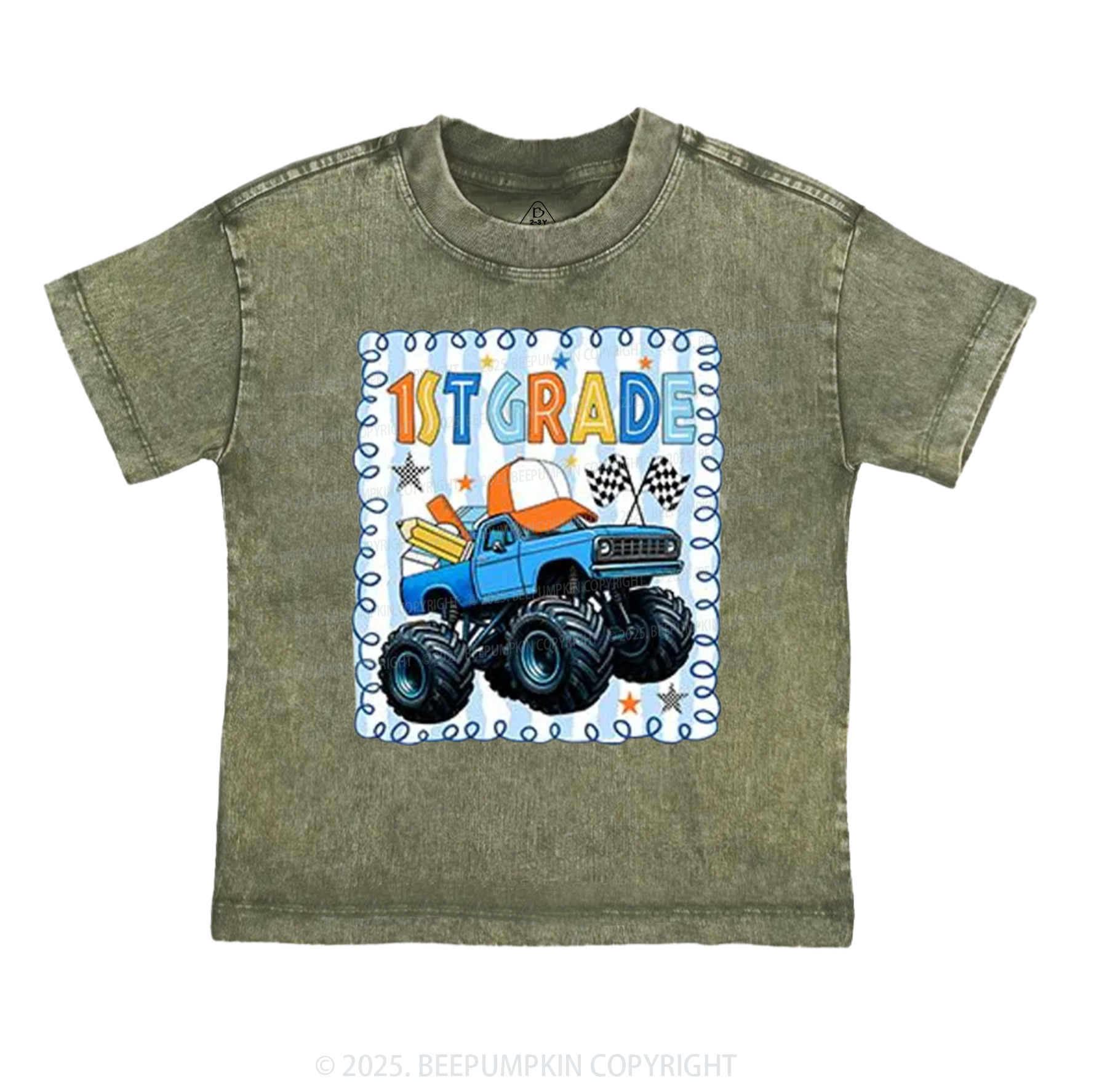 Personalized Truck For Boy Toddler&Kids Washed Tees