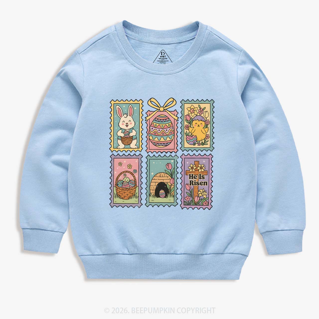 He Is Risen Easter Stam Kid's Sweatshirt