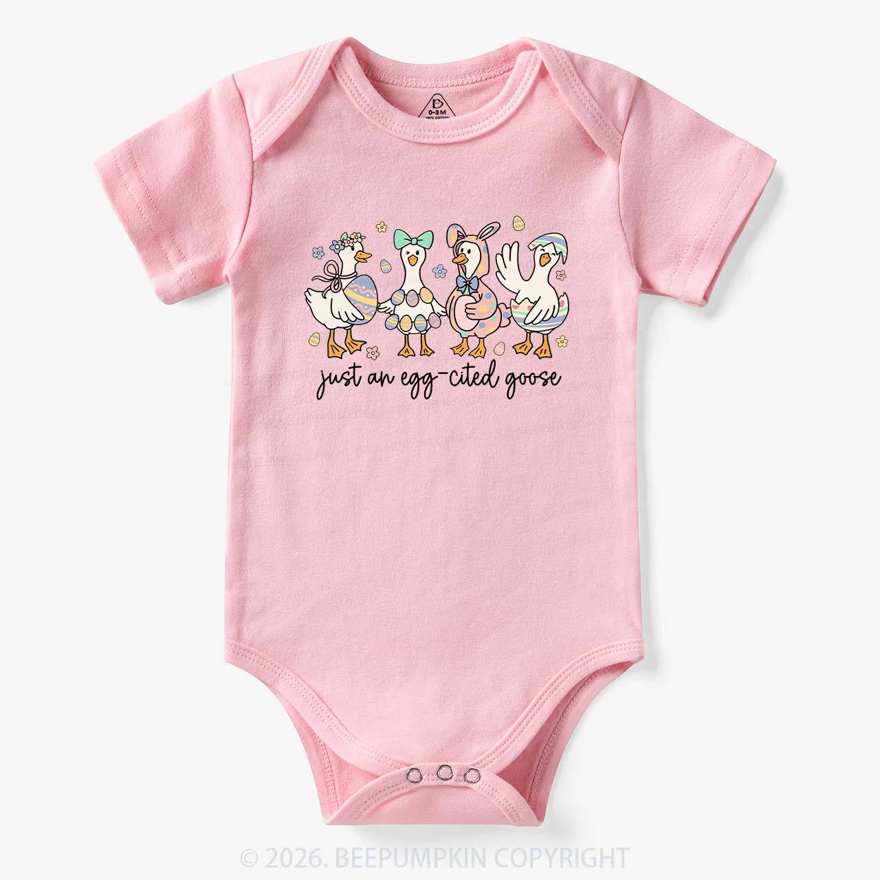 Just an Egg-cited Goose Happy Easter Baby Bodysuit