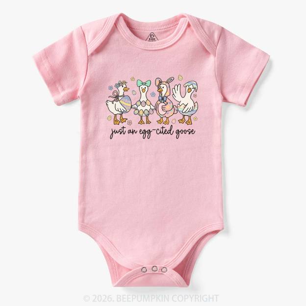 Just an Egg-cited Goose Happy Easter Baby Bodysuit