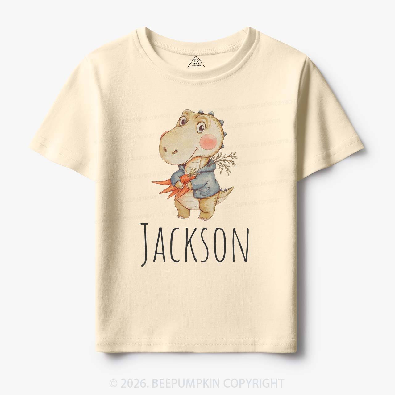 Personalized Watercolor Dino Friend Toddler&Kid's Tees