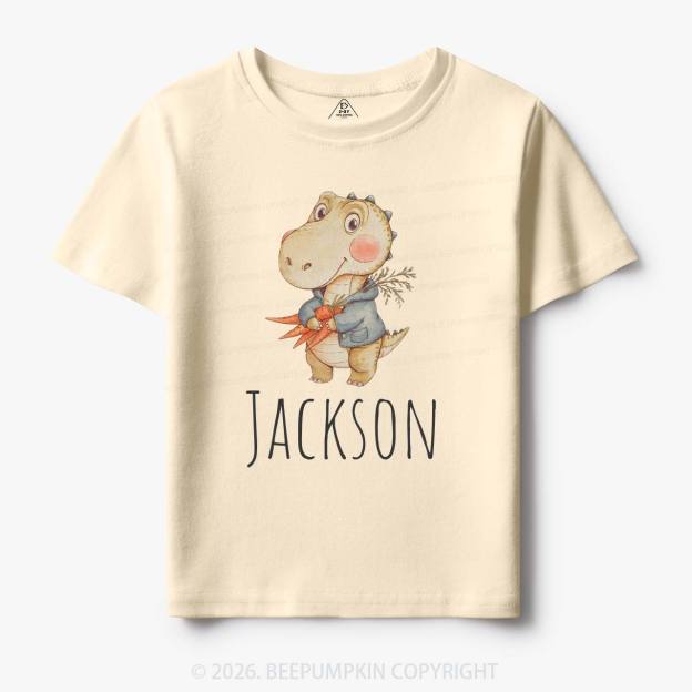 Personalized Watercolor Dino Friend Toddler&Kid's Tees