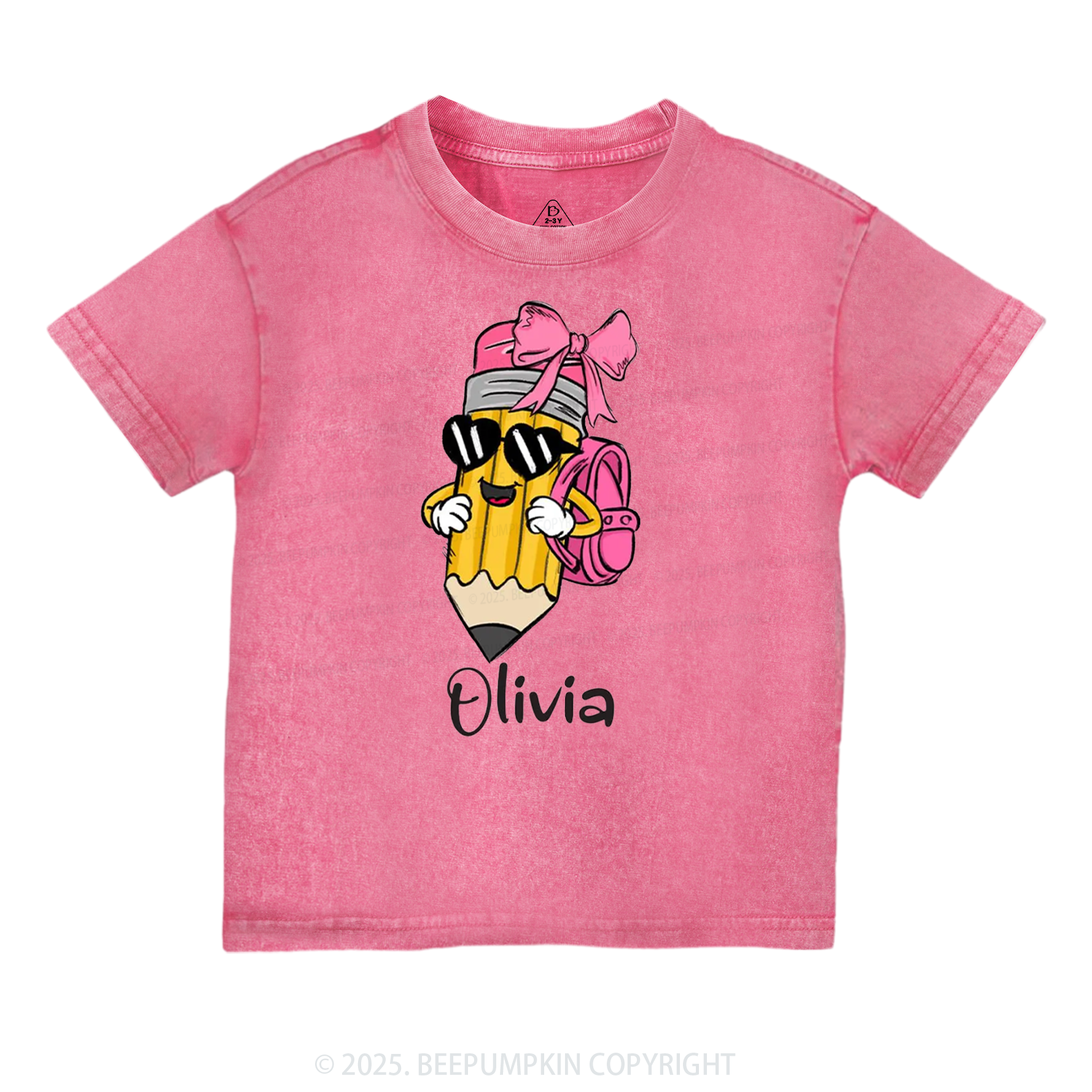 Personalized Boy Girl Pencil Toddler&Kids Washed Tees