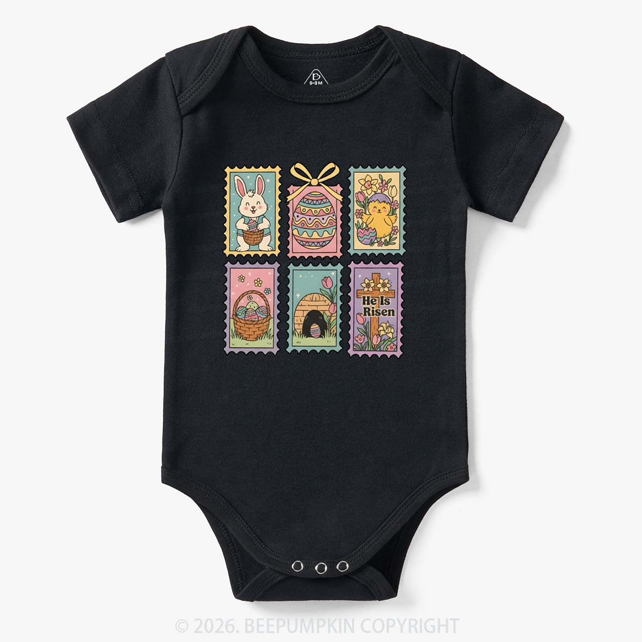 He Is Risen Easter Stamp Baby Bodysuit