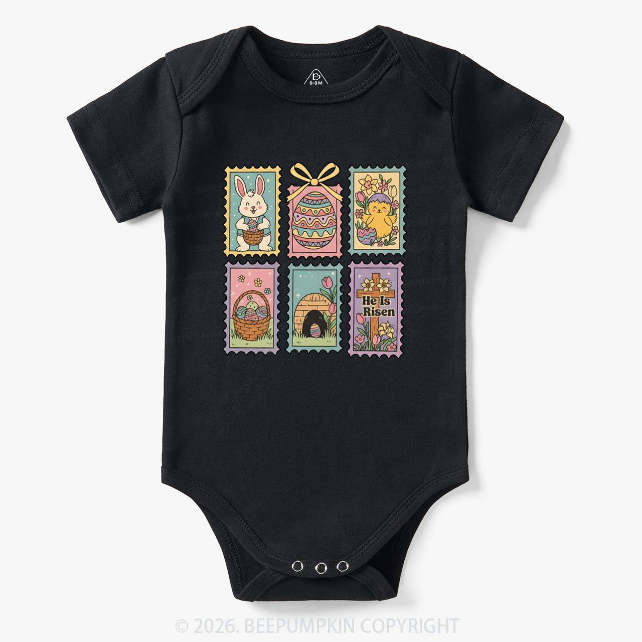 He Is Risen Easter Stamp Baby Bodysuit