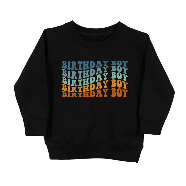 Wavy Letters Boys Birthday Kids Sweatshirt