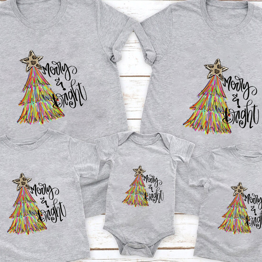 Merry & Bright Christmas Tree Family Matching Shirt