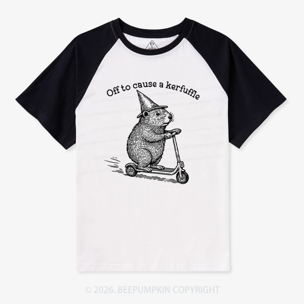 Off To Cause A Kerfuffle Humor Retro Raglan T-Shirt