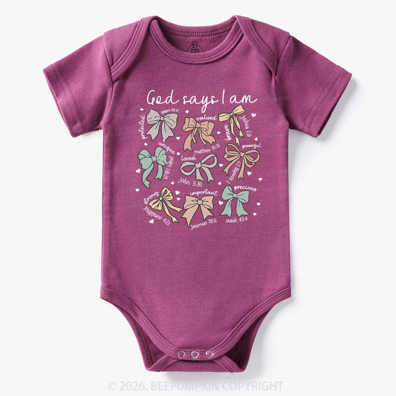Jesus Gifts God Says I Am Girl Baby Bodysuit