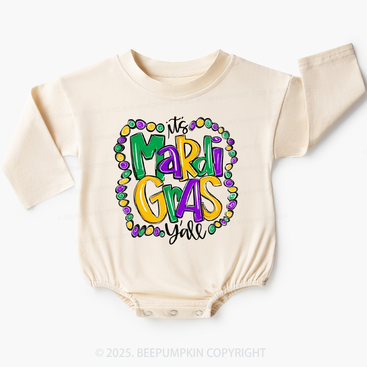 It's Mardi Gras Y'all Baby Bubble Romper Beepumpkin