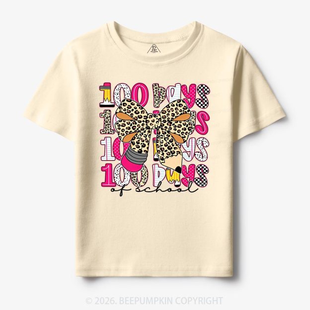 Leopard Love 100 Days Of  School Edition Toddler&Kid's Tees Beepumpkin