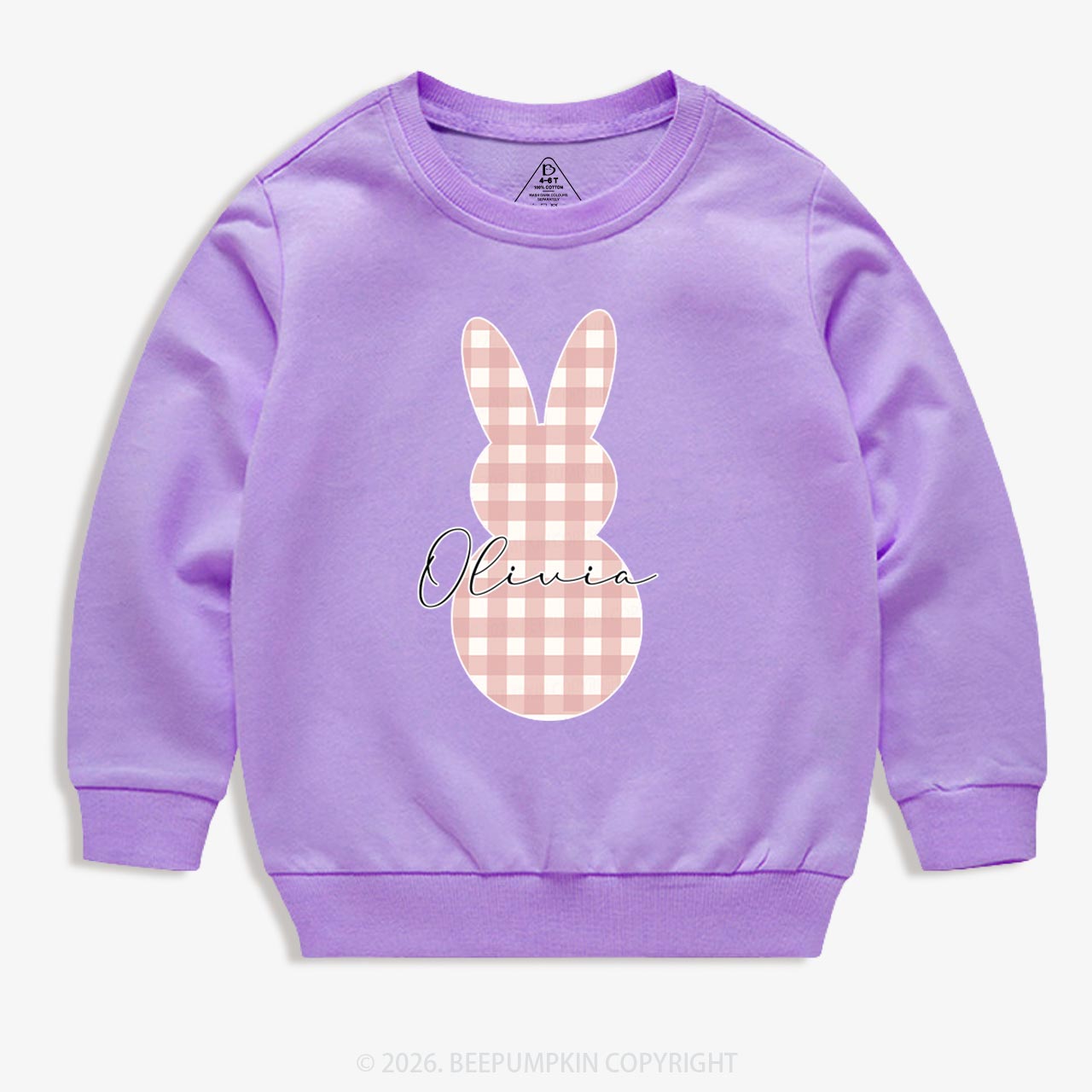 Personalised Easter Petit Gingham Bunny Kid's Sweatshirt