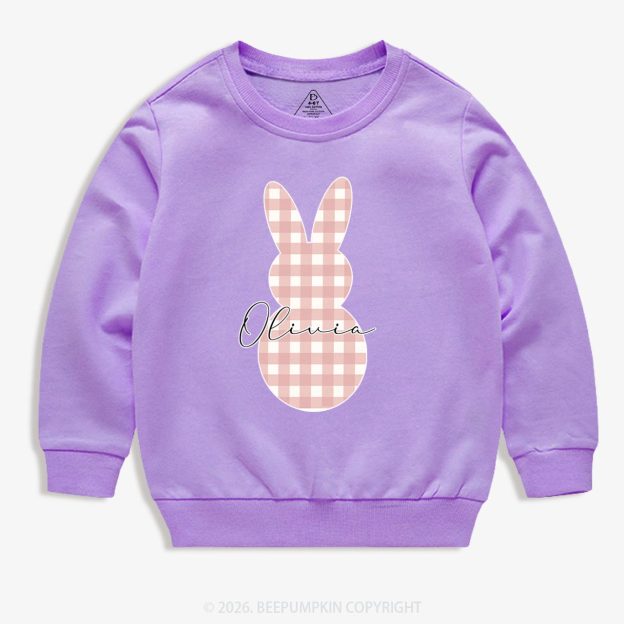 Personalised Easter Petit Gingham Bunny Kid's Sweatshirt