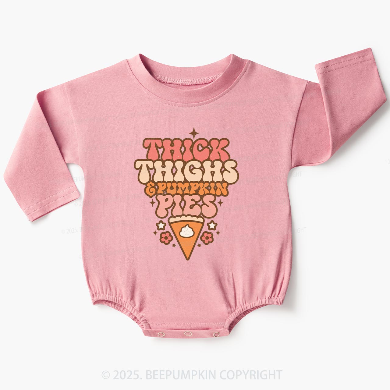 Thick Thighs Pumpkin Pies Baby Bubble Romper Beepumpkin