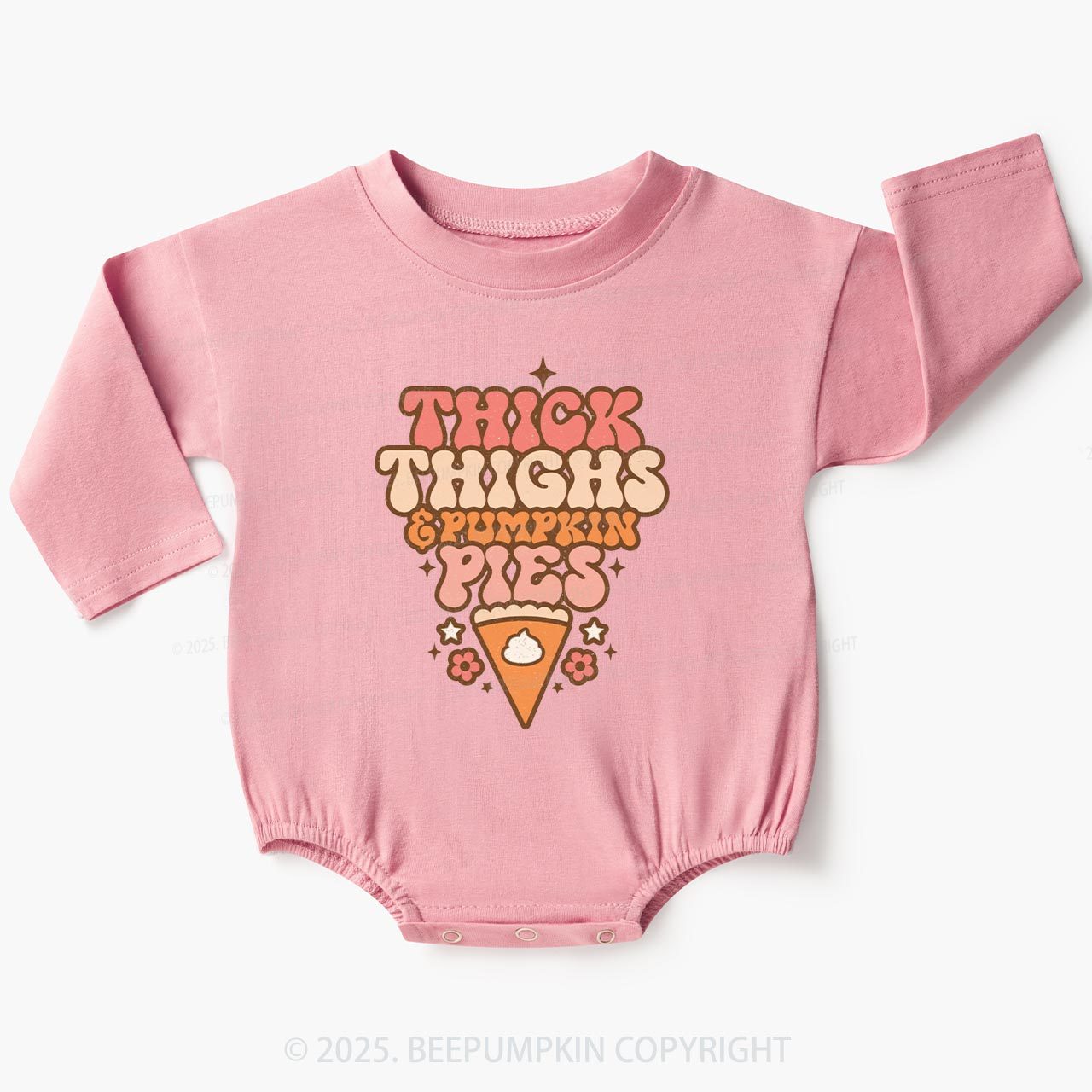 Thick Thighs Pumpkin Pies Baby Bubble Romper Beepumpkin