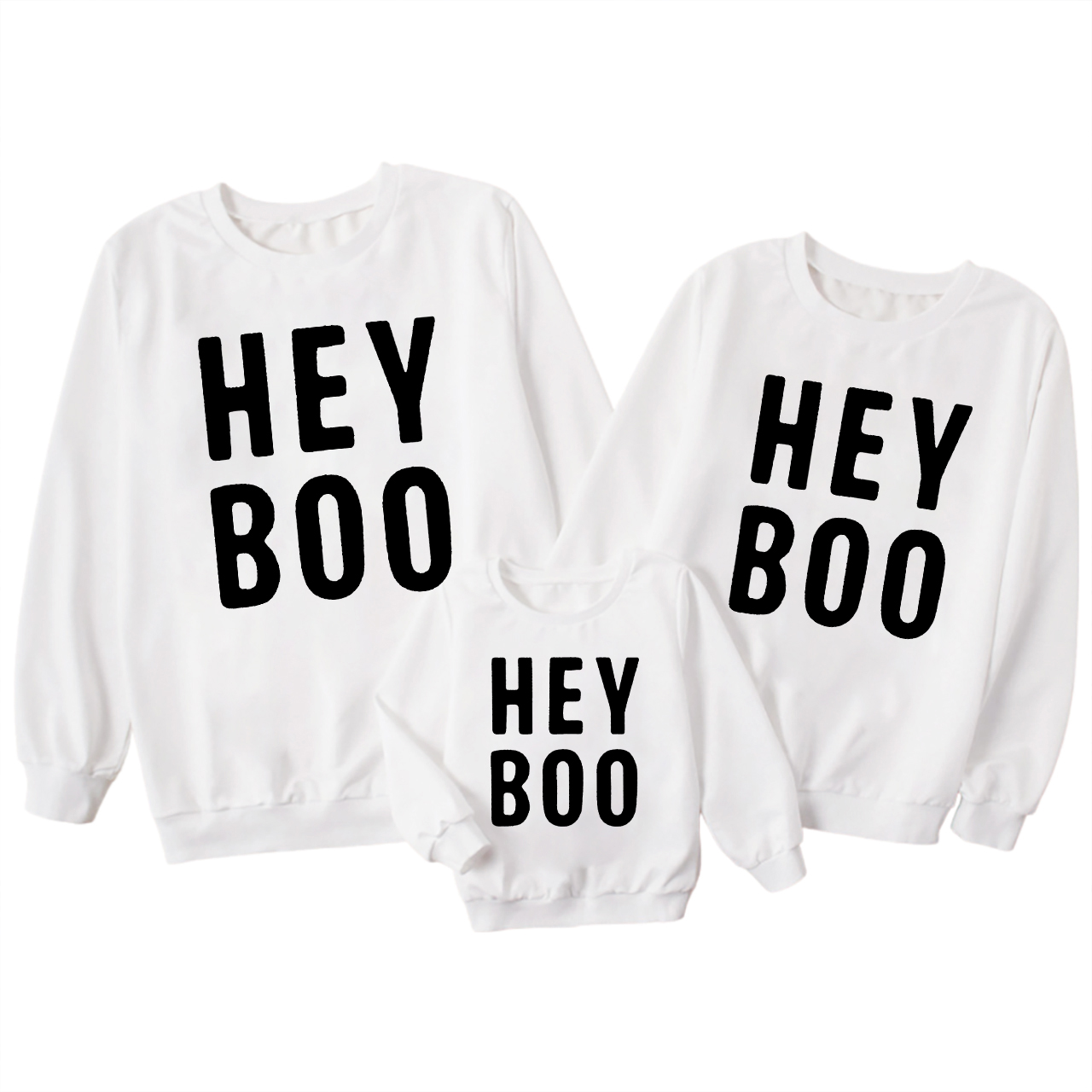HEY BOO Matching Halloween Family Sweatshirts