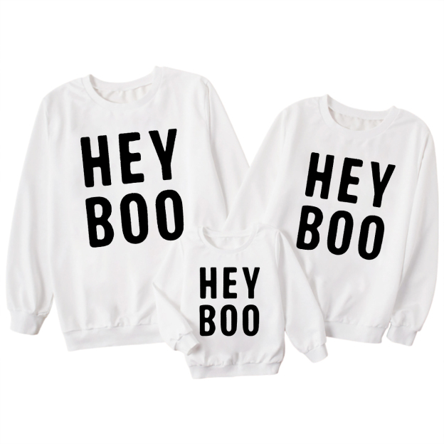 HEY BOO Matching Halloween Family Sweatshirts