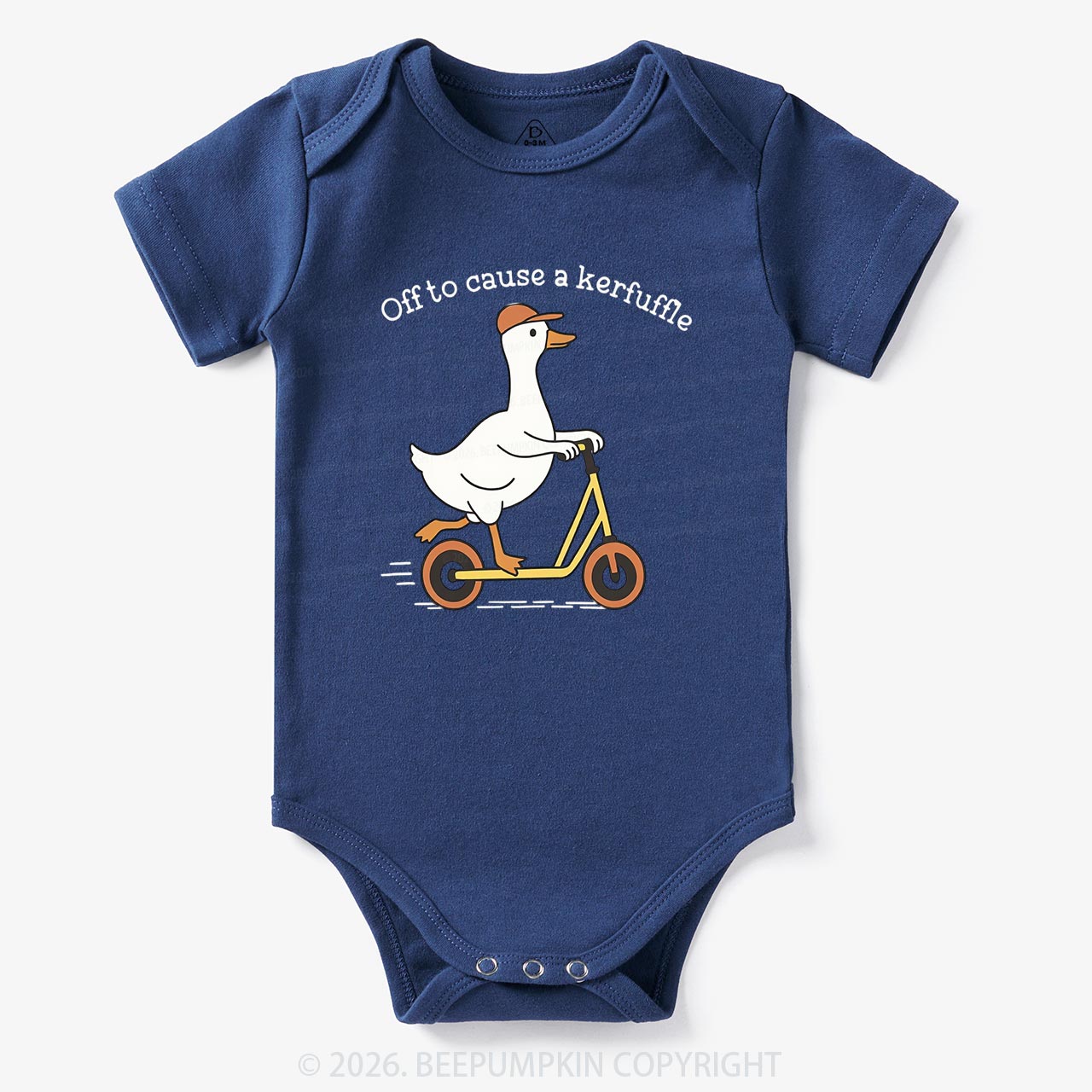 Off To Cause A Kerfuffle Silly Duck Animal Baby Bodysuit