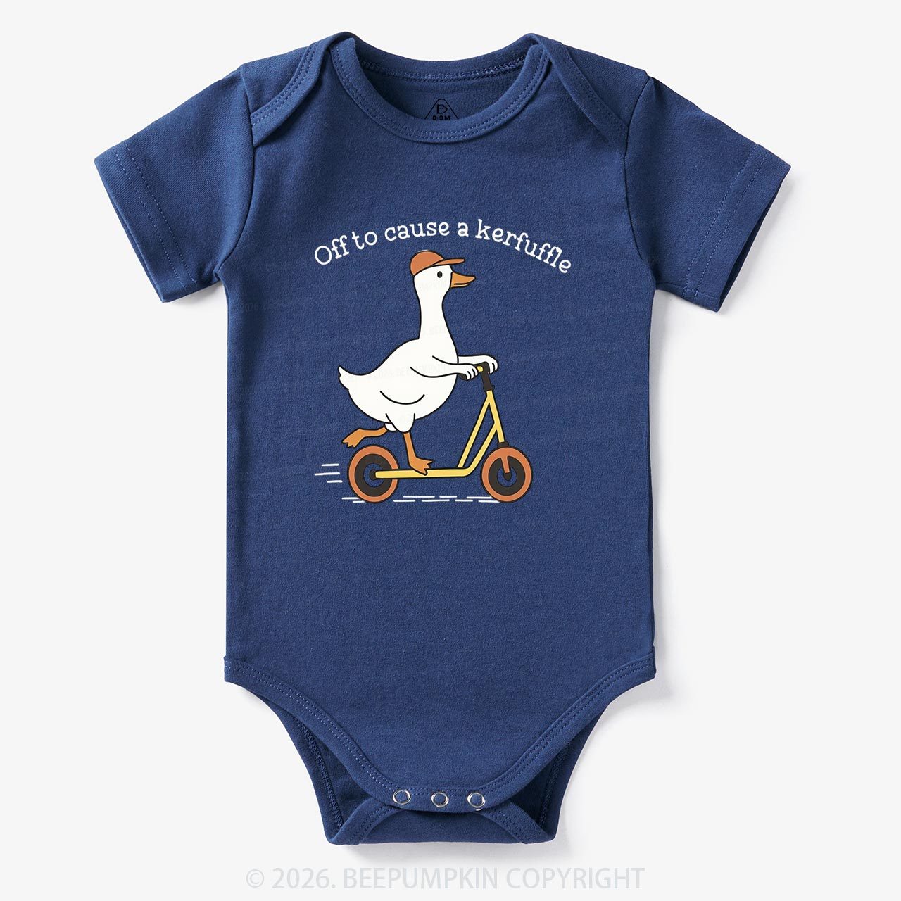 Off To Cause A Kerfuffle Silly Duck Animal Baby Bodysuit