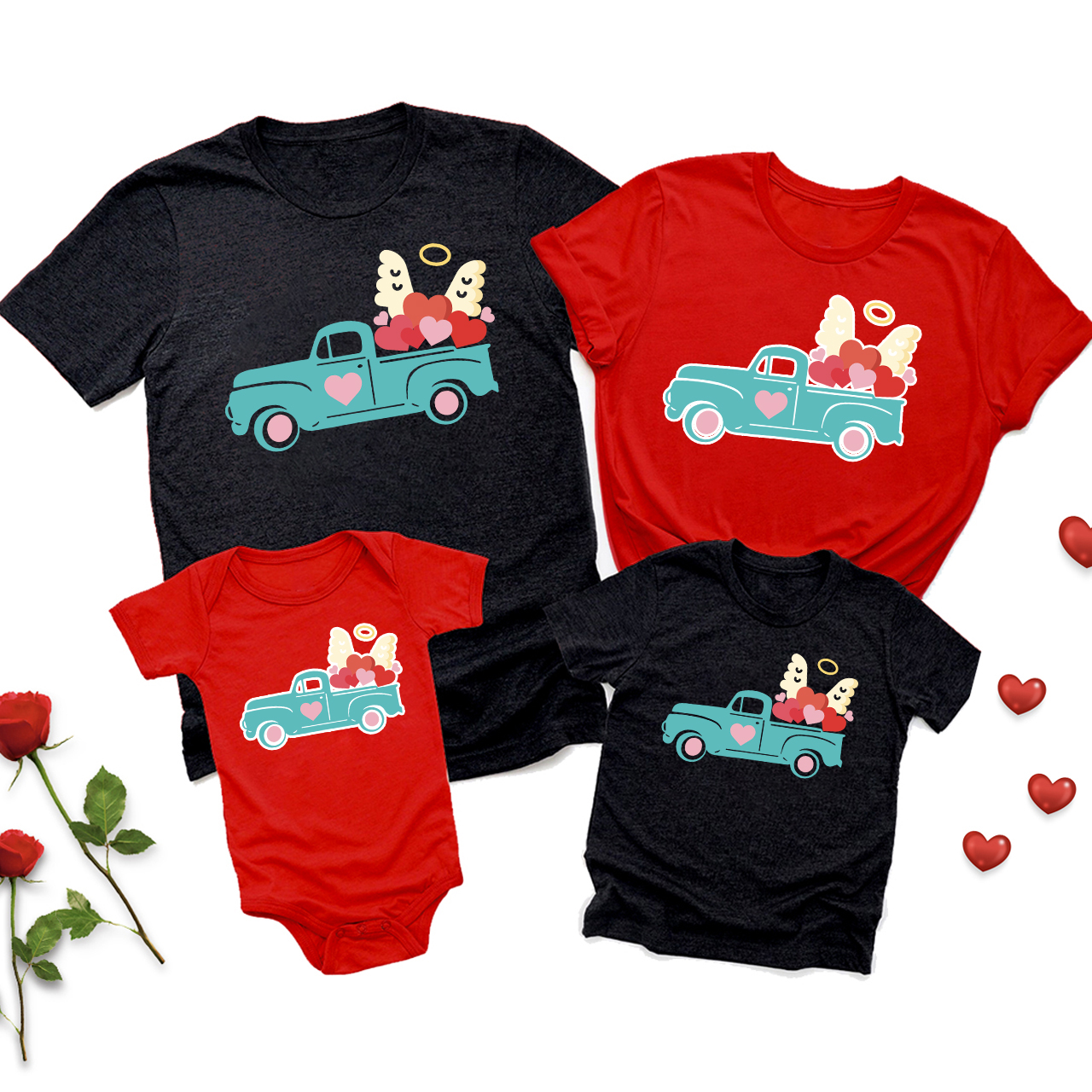 Heart Angel Valentine Family Matching Shirts