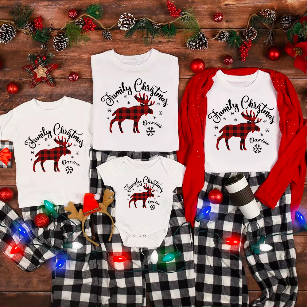 Family Christmas Moose Matching Pajamas For Family