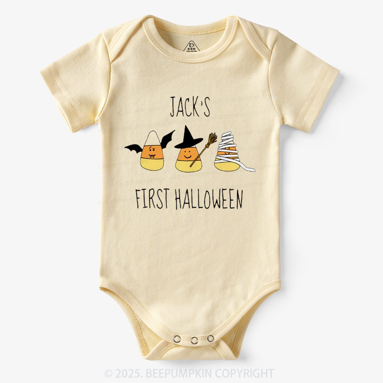 Personalized First Halloween Candy Corn Bodysuit Beepumpkin