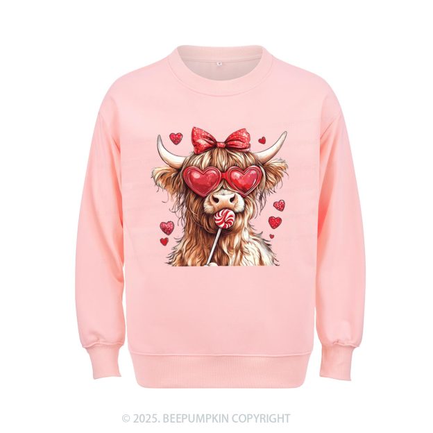 Highland Cow Valentine's Day Aldult Sweatshirt