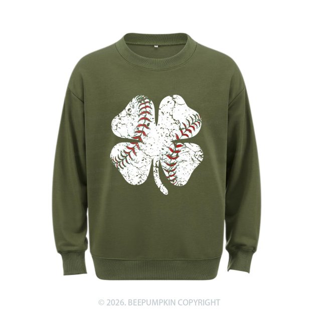 Baseball Shamrock St Patrick's Day Aldult Sweatshirt