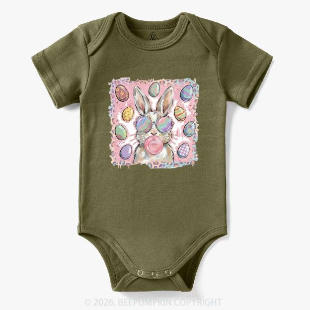 Retro Bubblegum Bunny Colorful Easter Eggs Baby Bodysuit