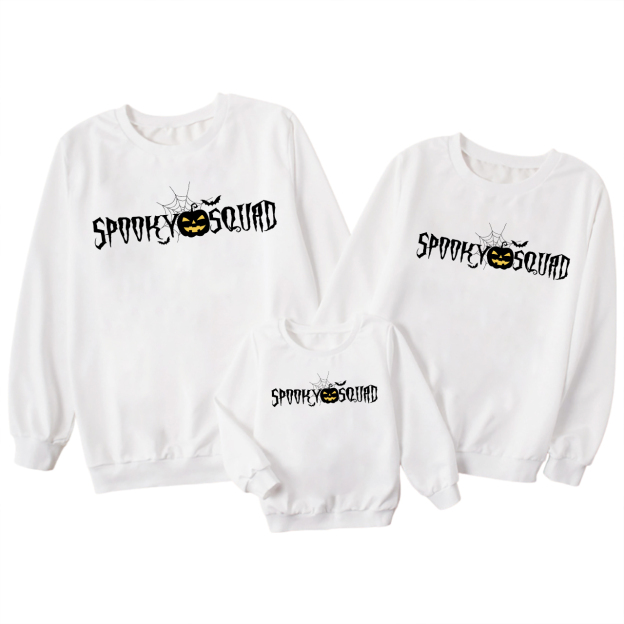 Halloween Pumpkin Spooky Squad Family Matching Sweatshirt