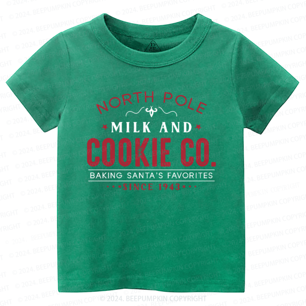 North Pole Milk And Cookie Company Christmas Toddler&Kids Tees 